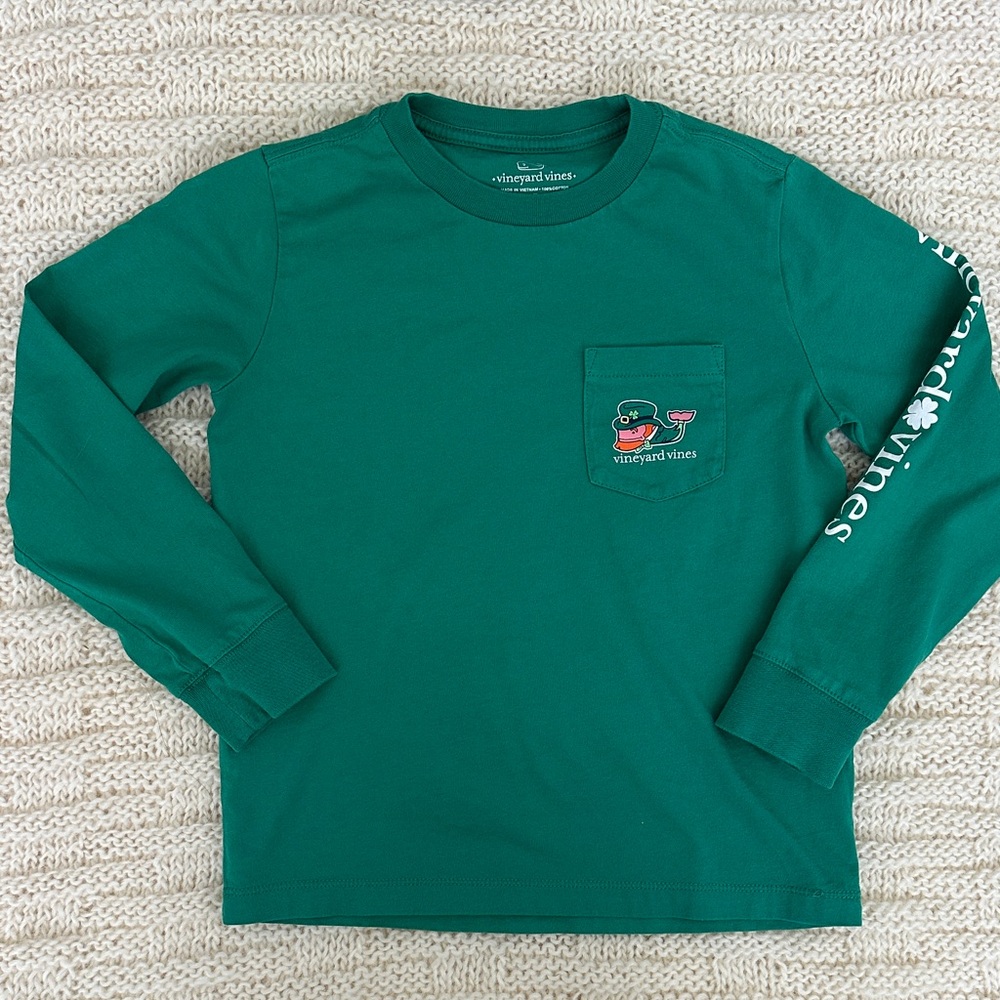 Vineyard Vines Kids Green Long Sleeve Tee